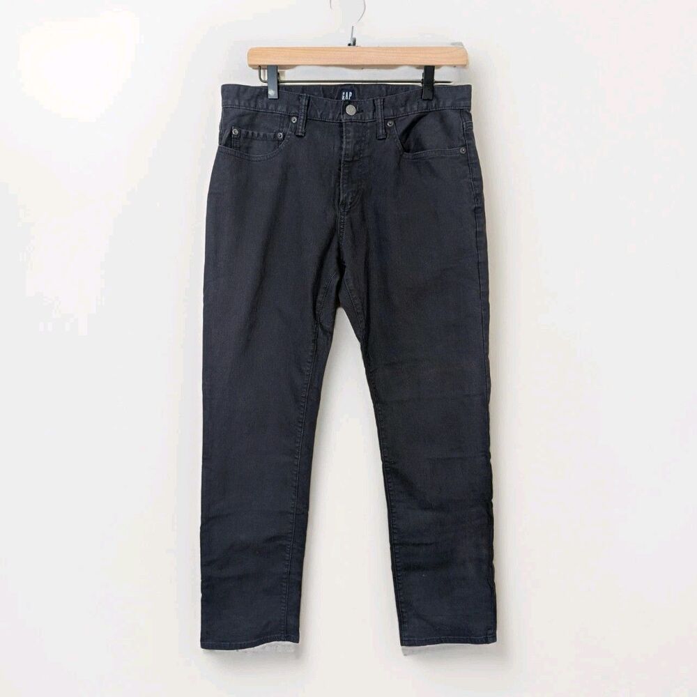 Gap Slim Straight Twill Pants Mens 31x30 Black Stretch Chino Casual 5 Pocket